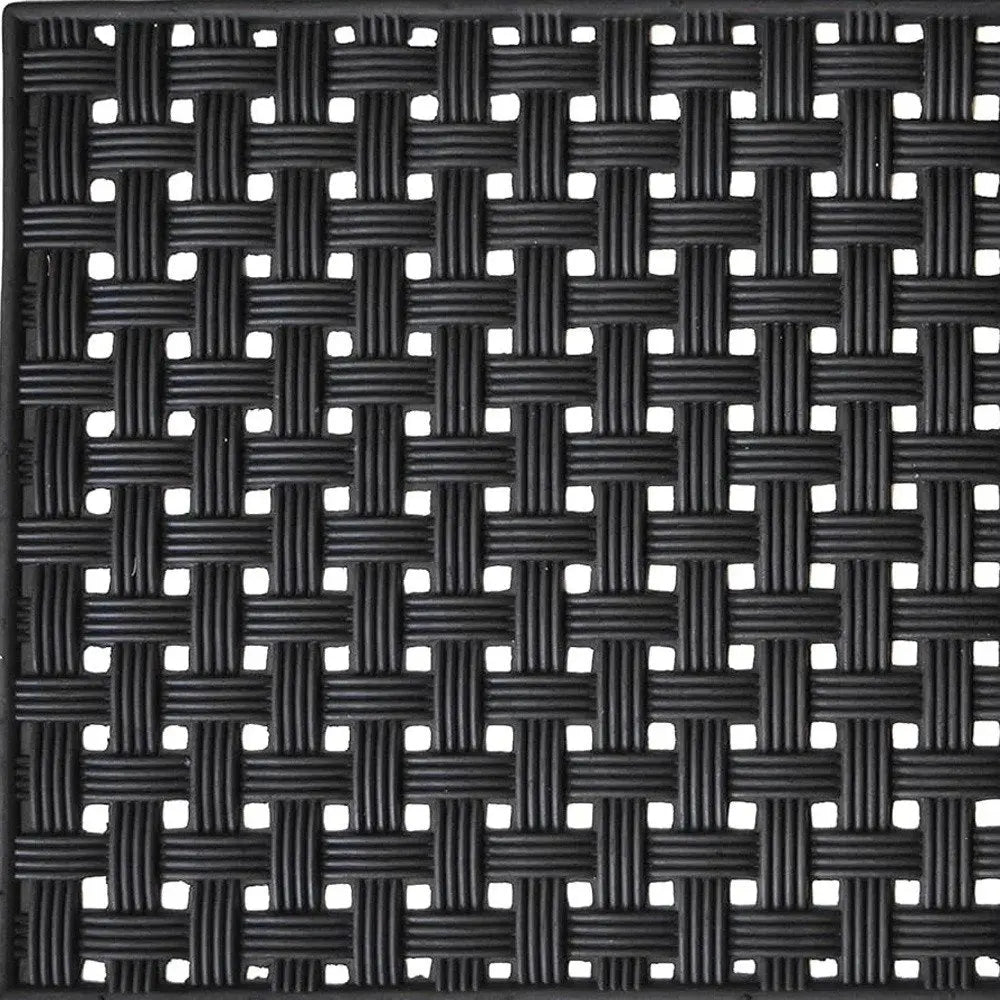 18" X 30" Black Rubber Weave Outdoor Door Mat - NOBLE HOME INTERIORS