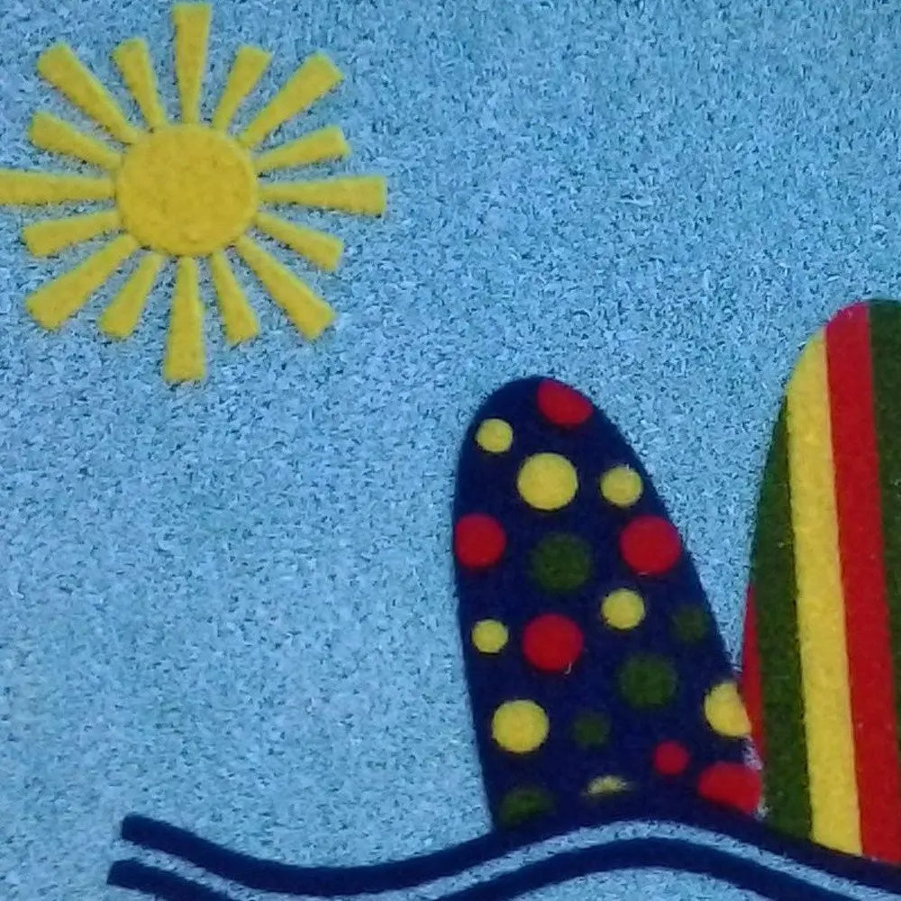 18" X 30" Blue and Green Coir Tropical Outdoor Door Mat - NOBLE HOME INTERIORS