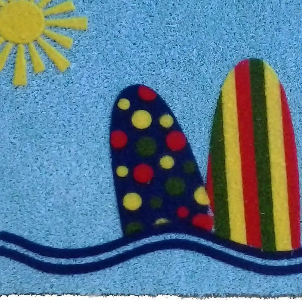 18" X 30" Blue and Green Coir Tropical Outdoor Door Mat - NOBLE HOME INTERIORS