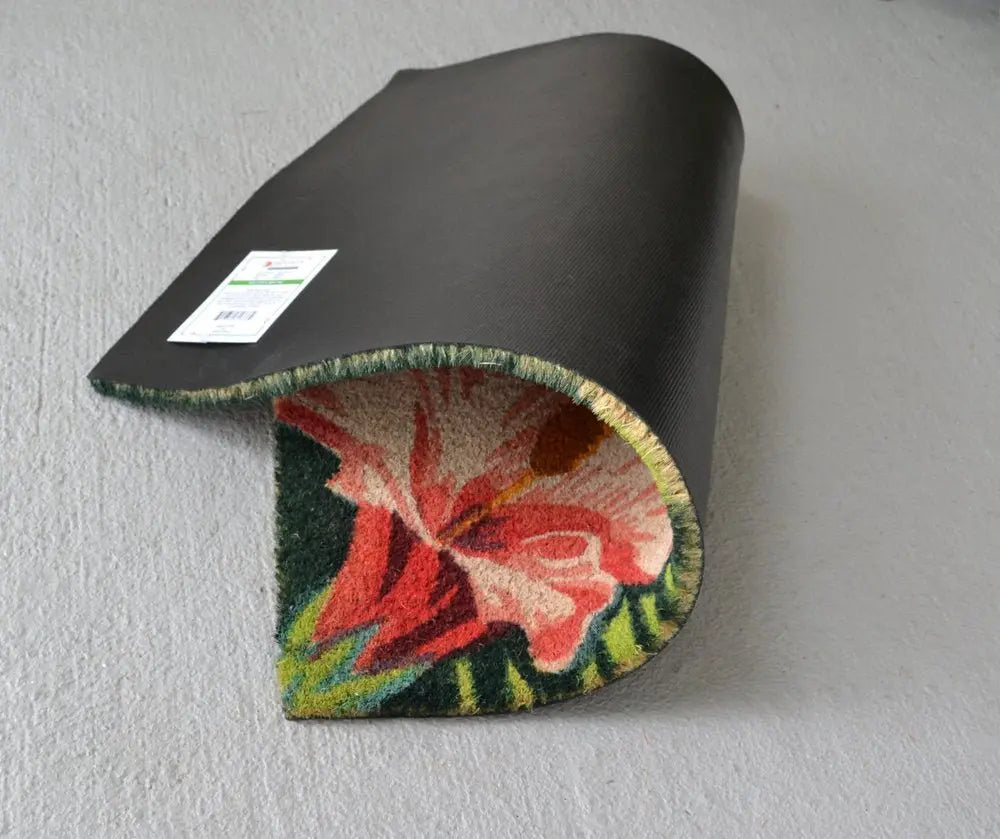 18" X 30" Blue and Pink Coir Tropical Outdoor Door Mat - NOBLE HOME INTERIORS