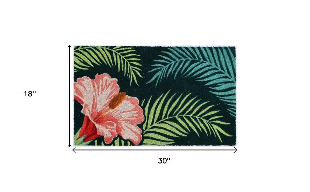 18" X 30" Blue and Pink Coir Tropical Outdoor Door Mat - NOBLE HOME INTERIORS