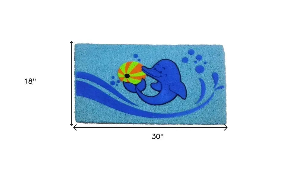 18" X 30" Blue Coir Dolphin Outdoor Door Mat - NOBLE HOME INTERIORS
