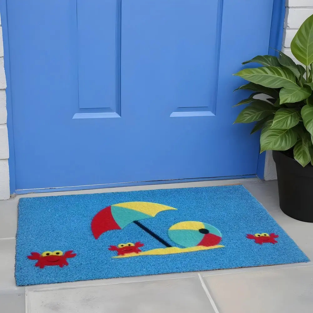 18" X 30" Blue Coir Tropical Outdoor Door Mat - NOBLE HOME INTERIORS