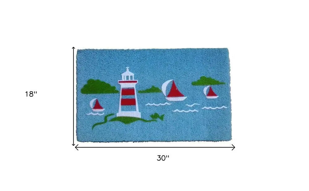 18" X 30" Blue Coir Tropical Outdoor Door Mat - NOBLE HOME INTERIORS