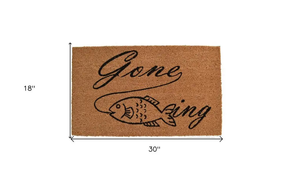 18" X 30" Brown and Black Coir Fish Outdoor Door Mat - NOBLE HOME INTERIORS