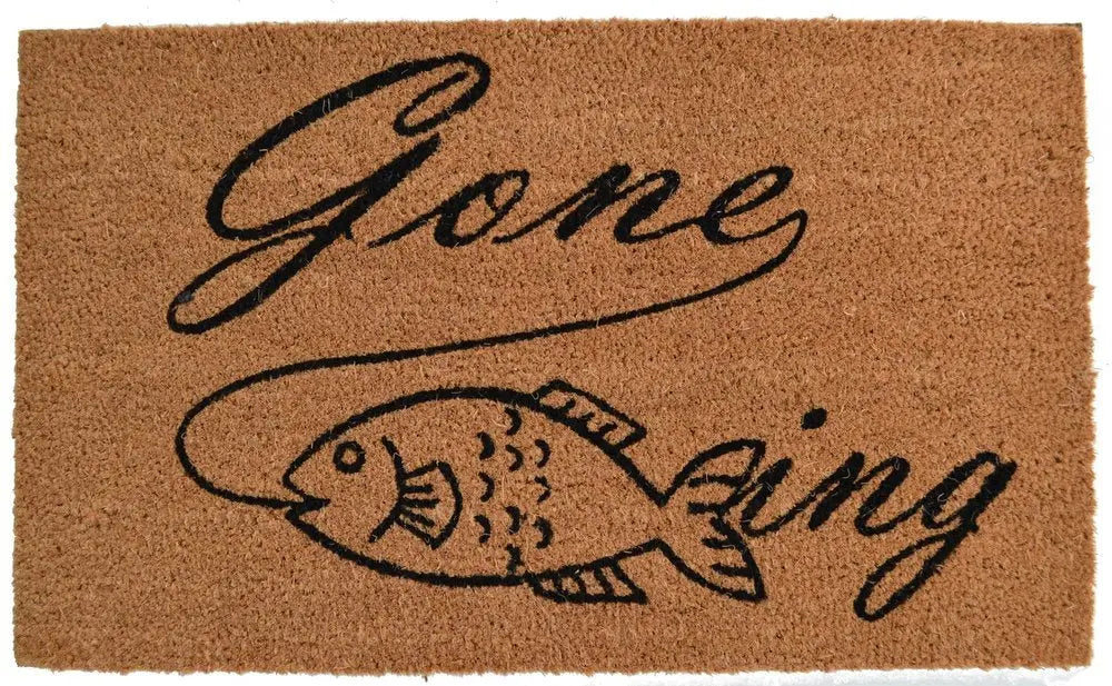 18" X 30" Brown and Black Coir Fish Outdoor Door Mat - NOBLE HOME INTERIORS