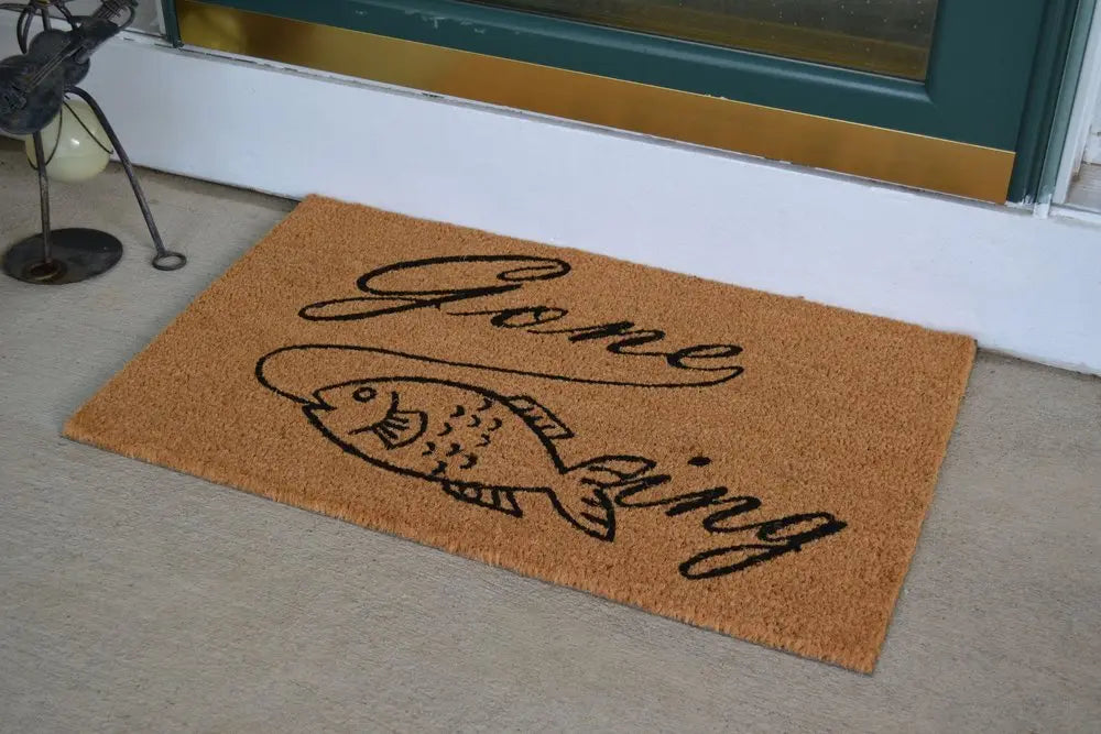 18" X 30" Brown and Black Coir Fish Outdoor Door Mat - NOBLE HOME INTERIORS