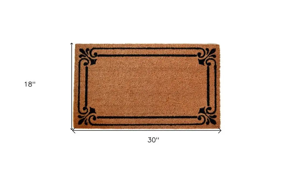 18" X 30" Brown and Black Coir Scrollwork Outdoor Door Mat - NOBLE HOME INTERIORS