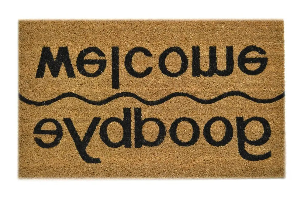 18" X 30" Brown and Black Coir Welcome Good Bye Outdoor Door Mat - NOBLE HOME INTERIORS