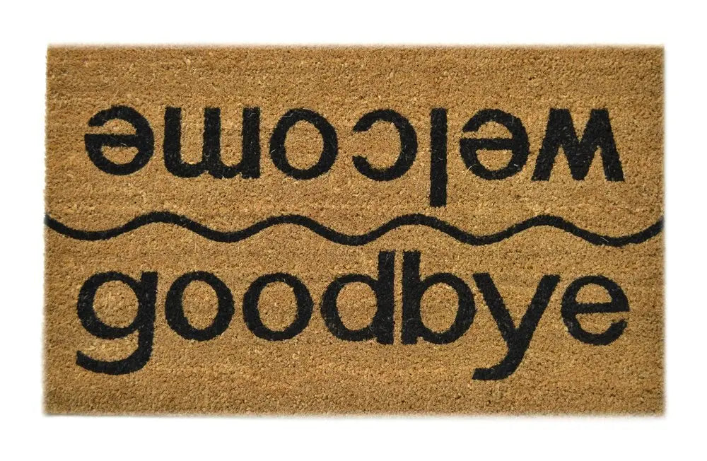 18" X 30" Brown and Black Coir Welcome Good Bye Outdoor Door Mat - NOBLE HOME INTERIORS