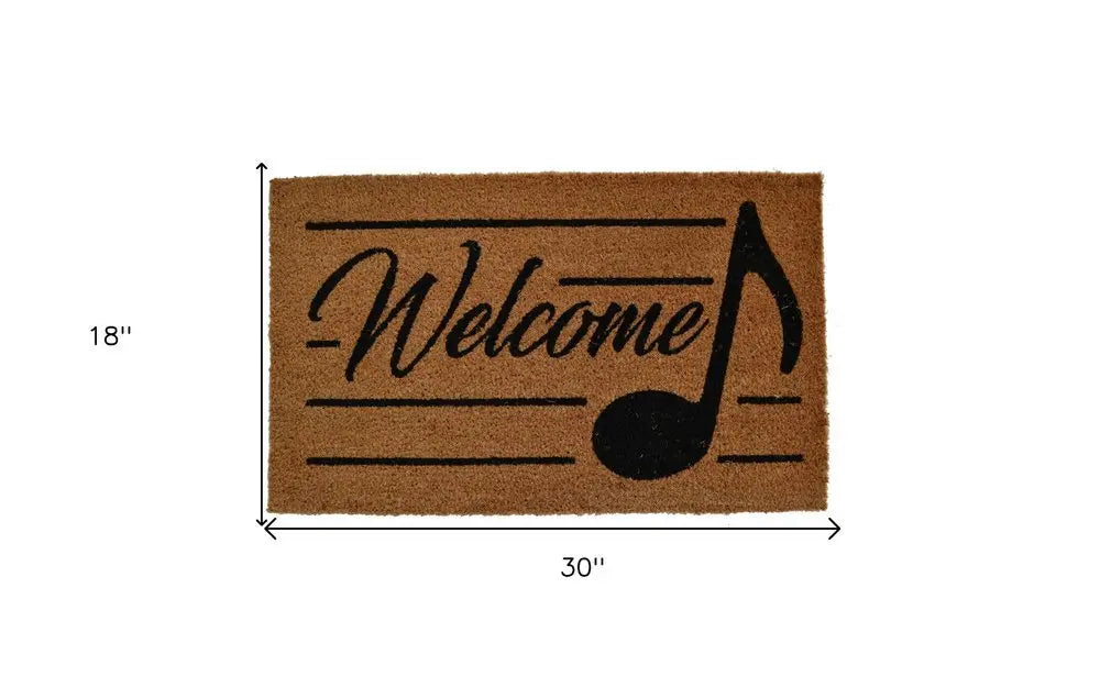 18" X 30" Brown and Black Coir Welcome Outdoor Door Mat - NOBLE HOME INTERIORS
