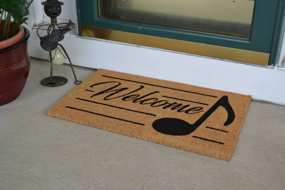 18" X 30" Brown and Black Coir Welcome Outdoor Door Mat - NOBLE HOME INTERIORS