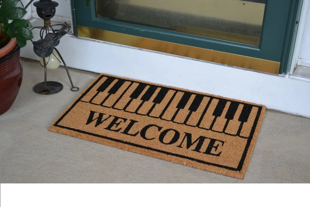 18" X 30" Brown and Black Coir Welcome Outdoor Door Mat - NOBLE HOME INTERIORS