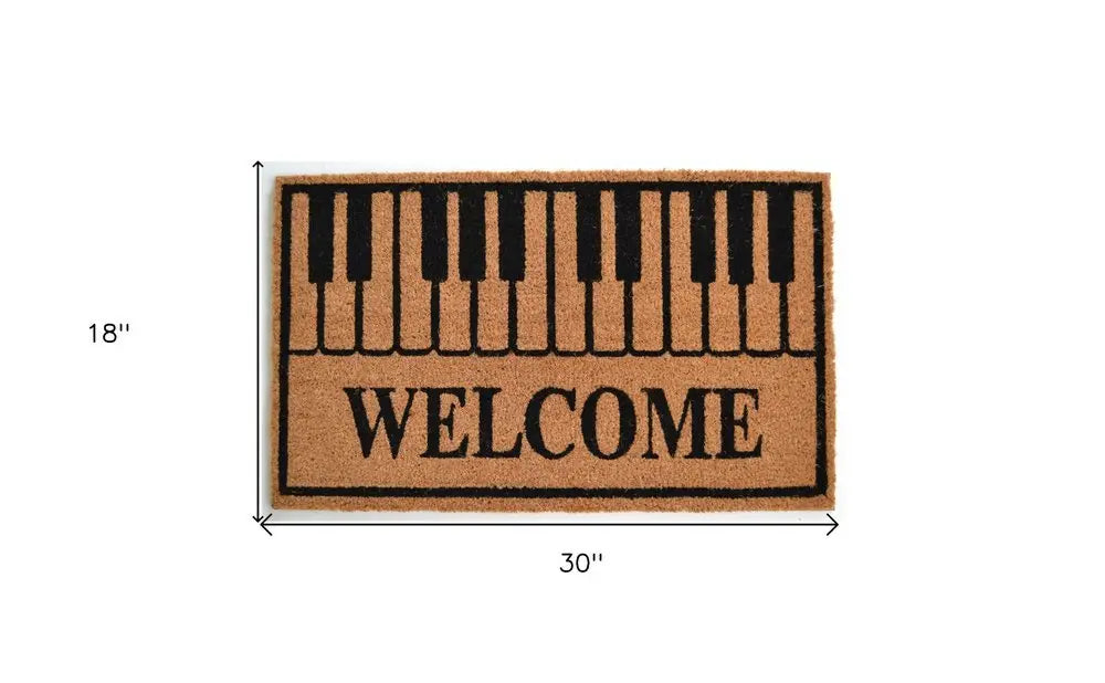 18" X 30" Brown and Black Coir Welcome Outdoor Door Mat - NOBLE HOME INTERIORS