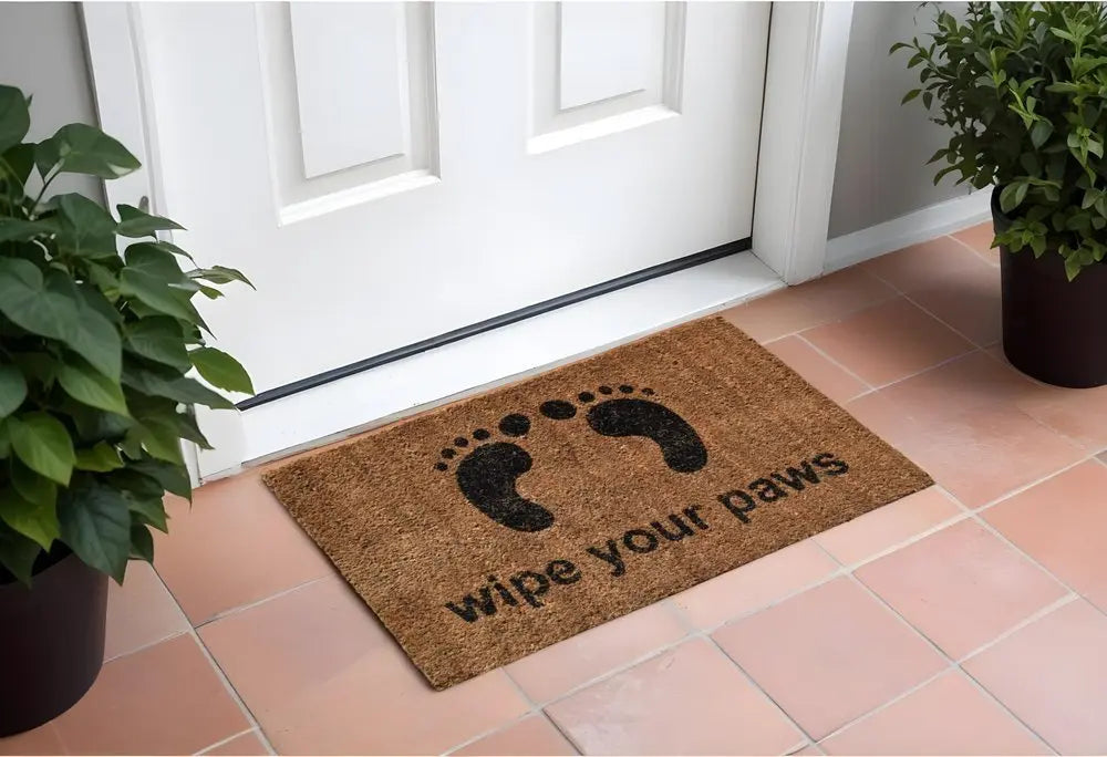 18" X 30" Brown and Black Coir Wipe Your Paws Outdoor Door Mat - NOBLE HOME INTERIORS