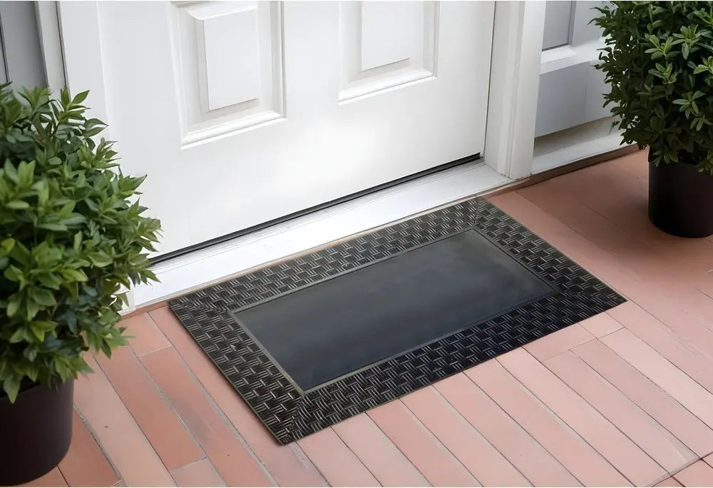 18" X 30" Brown and Black Rubber and Coir Spring Summer Outdoor Door Mat With Inserts - NOBLE HOME INTERIORS