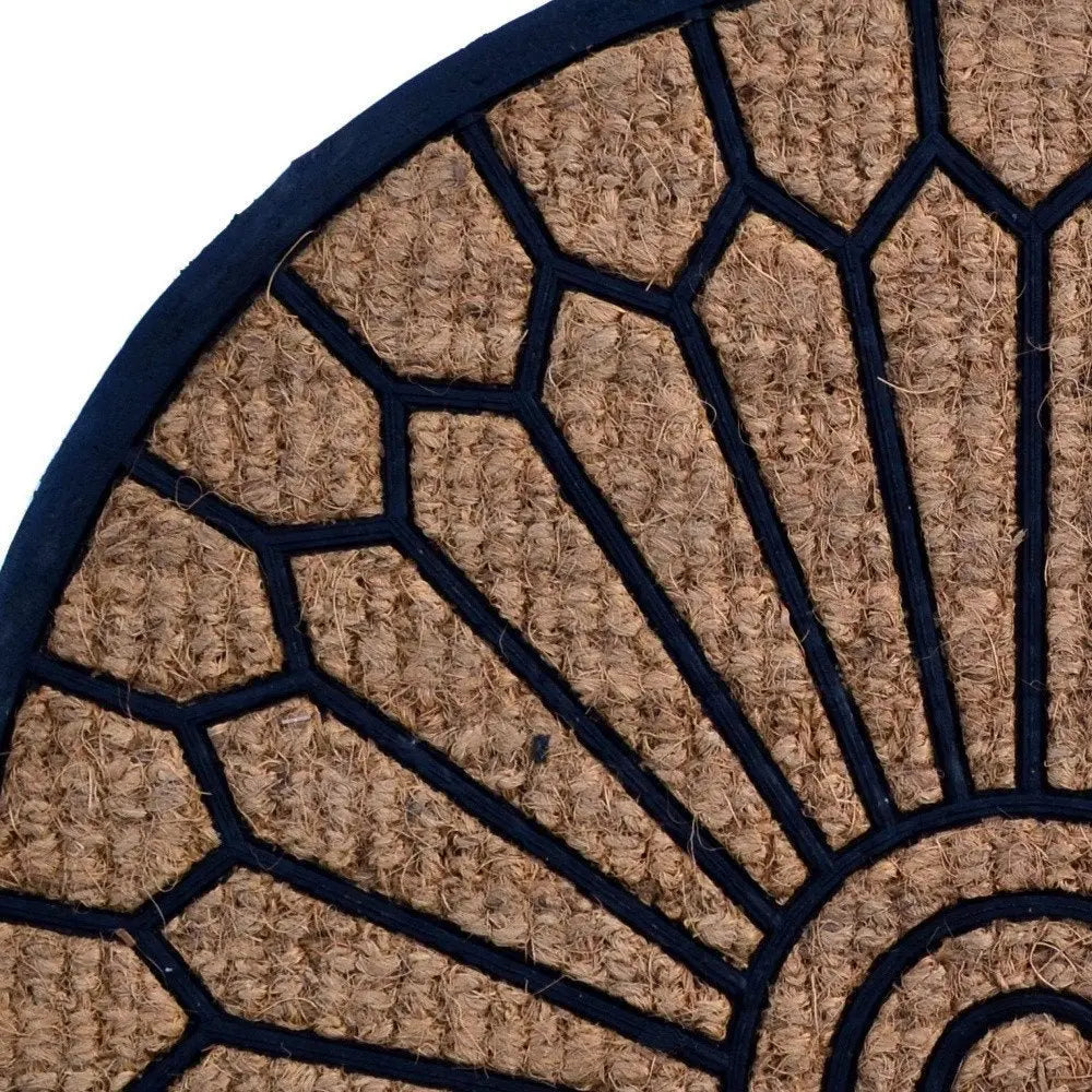 18" X 30" Brown and Black Rubber Geometric Outdoor Semi Circle Door Mat - NOBLE HOME INTERIORS