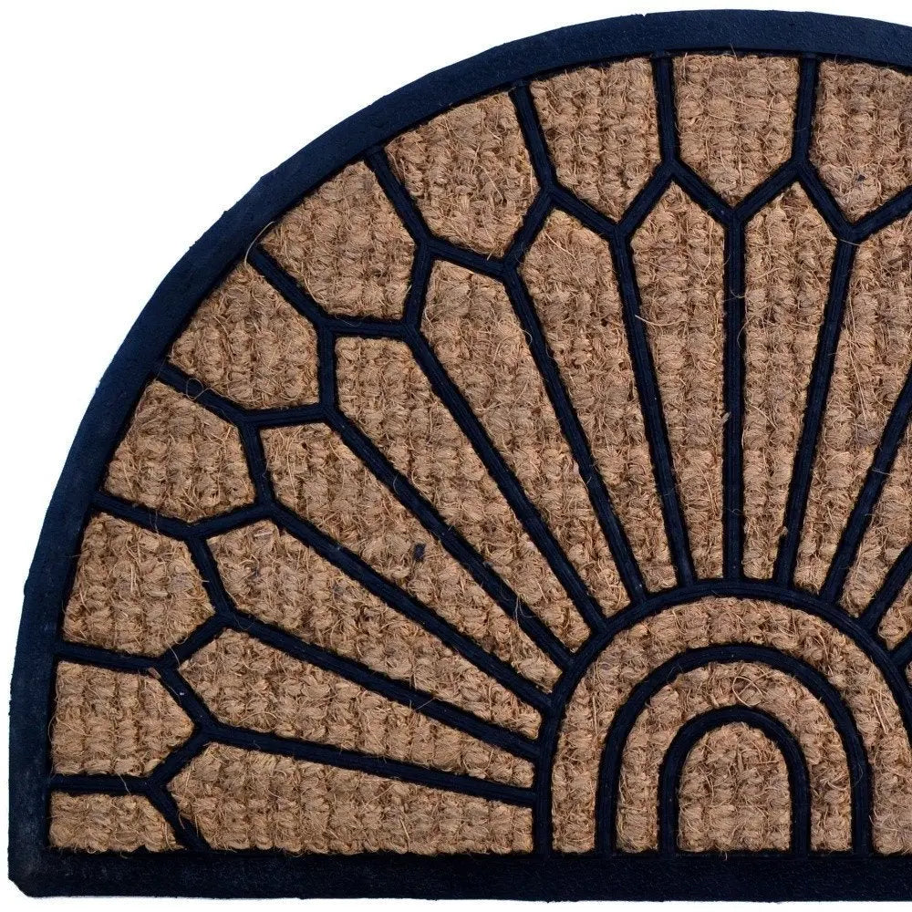 18" X 30" Brown and Black Rubber Geometric Outdoor Semi Circle Door Mat - NOBLE HOME INTERIORS