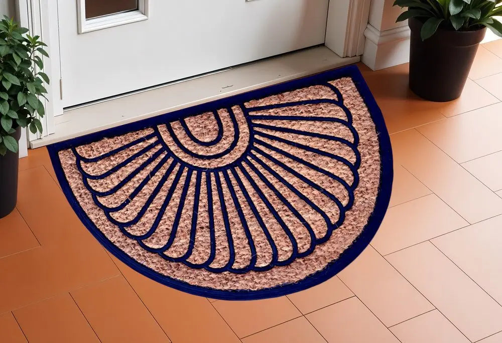 18" X 30" Brown and Black Rubber Geometric Outdoor Semi Circle Door Mat - NOBLE HOME INTERIORS