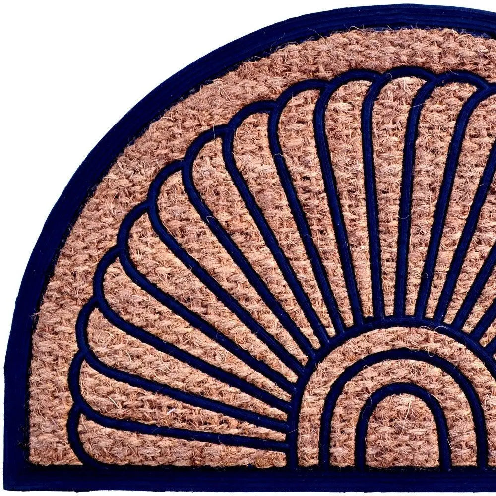 18" X 30" Brown and Black Rubber Geometric Outdoor Semi Circle Door Mat - NOBLE HOME INTERIORS