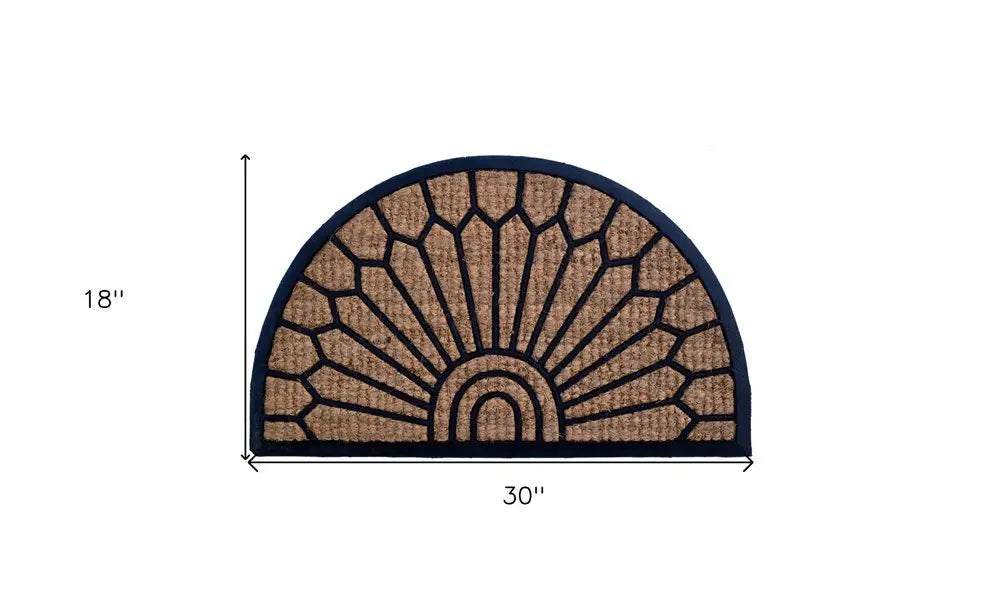 18" X 30" Brown and Black Rubber Geometric Outdoor Semi Circle Door Mat - NOBLE HOME INTERIORS