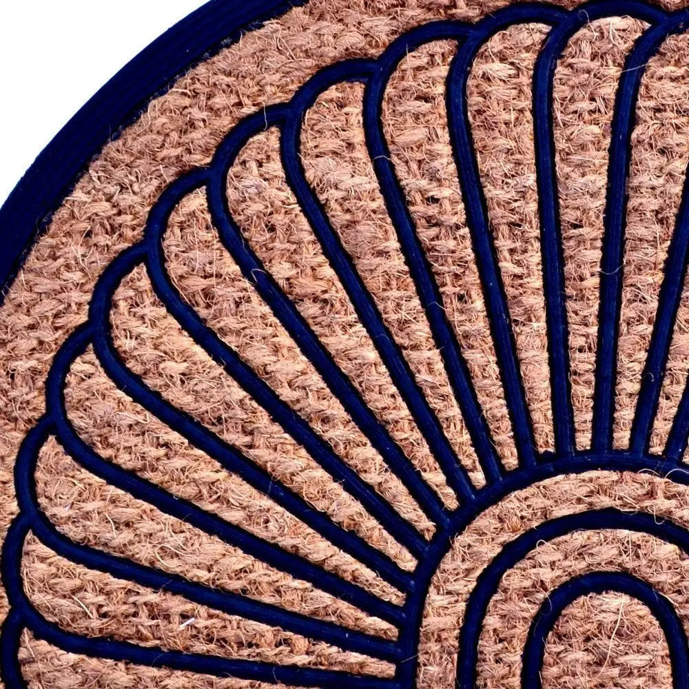 18" X 30" Brown and Black Rubber Geometric Outdoor Semi Circle Door Mat - NOBLE HOME INTERIORS