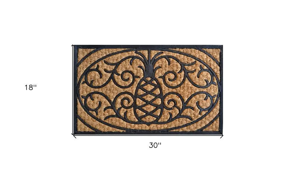 18" X 30" Brown and Black Rubber Pineapple Outdoor Door Mat - NOBLE HOME INTERIORS