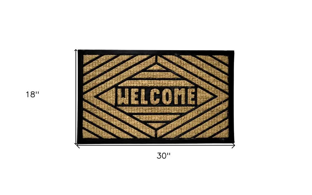 18" X 30" Brown and Black Rubber Welcome Outdoor Door Mat - NOBLE HOME INTERIORS