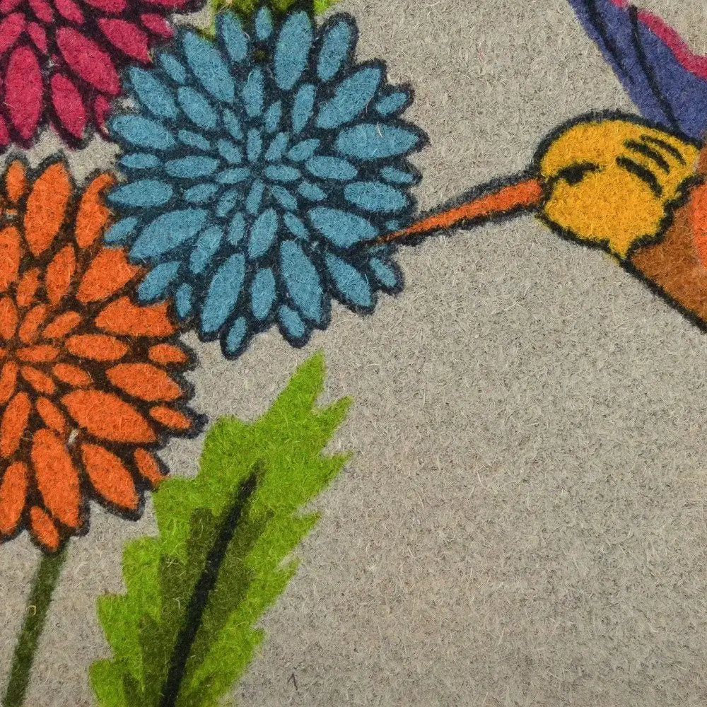 18" X 30" Brown and Blue Coir Floral Outdoor Door Mat - NOBLE HOME INTERIORS