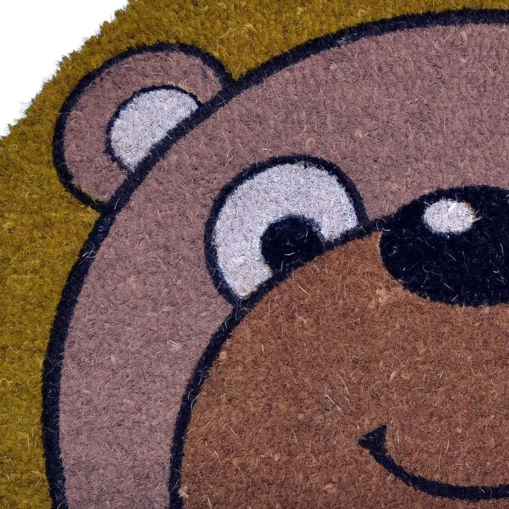 18" X 30" Brown Coir Bear Outdoor Semi Circle Fall Door Mat - NOBLE HOME INTERIORS