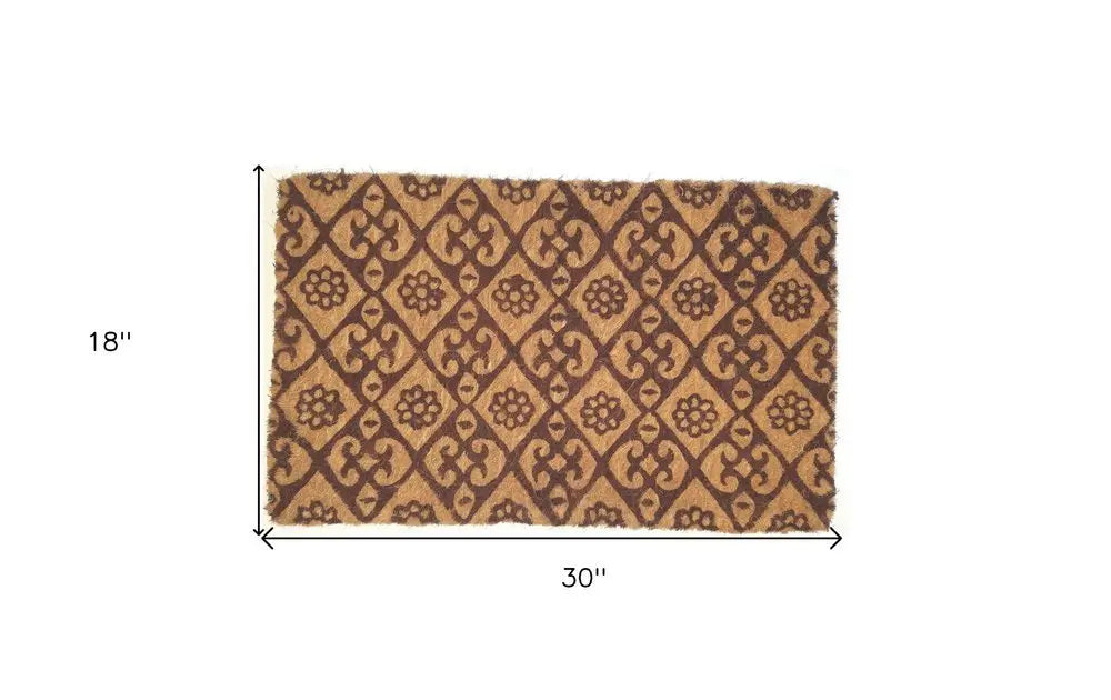 18" X 30" Brown Coir Floral Outdoor Door Mat - NOBLE HOME INTERIORS