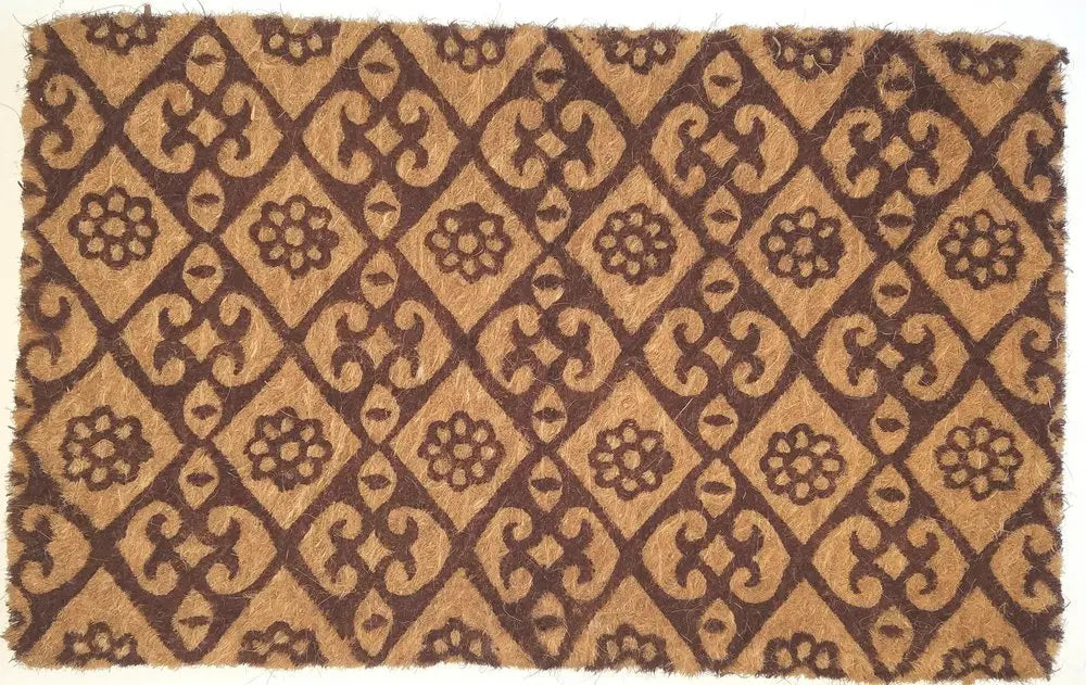 18" X 30" Brown Coir Floral Outdoor Door Mat - NOBLE HOME INTERIORS