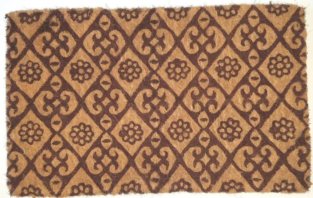 18" X 30" Brown Coir Floral Outdoor Door Mat - NOBLE HOME INTERIORS