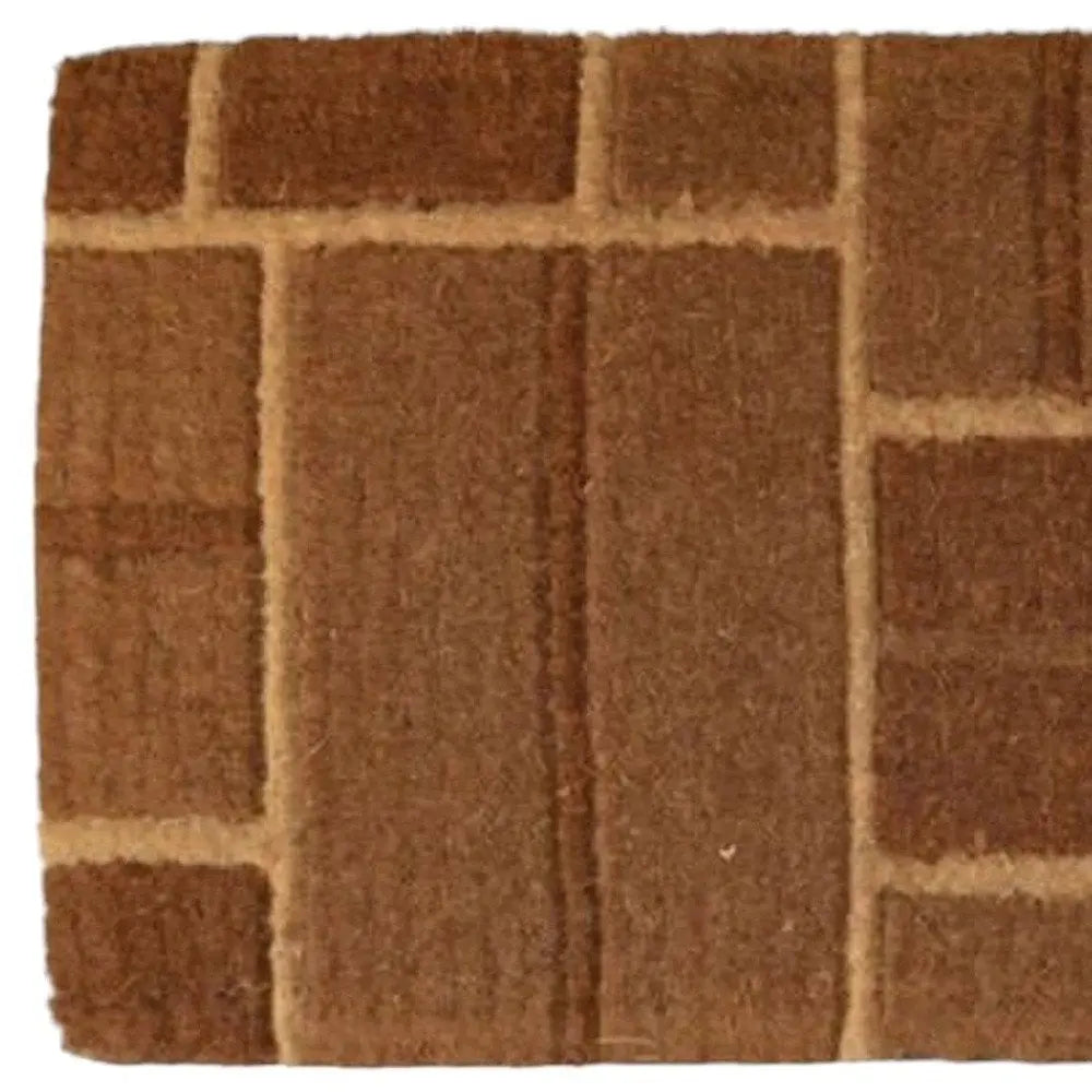 18" X 30" Brown Coir Geometric Bricks Outdoor Door Mat - NOBLE HOME INTERIORS