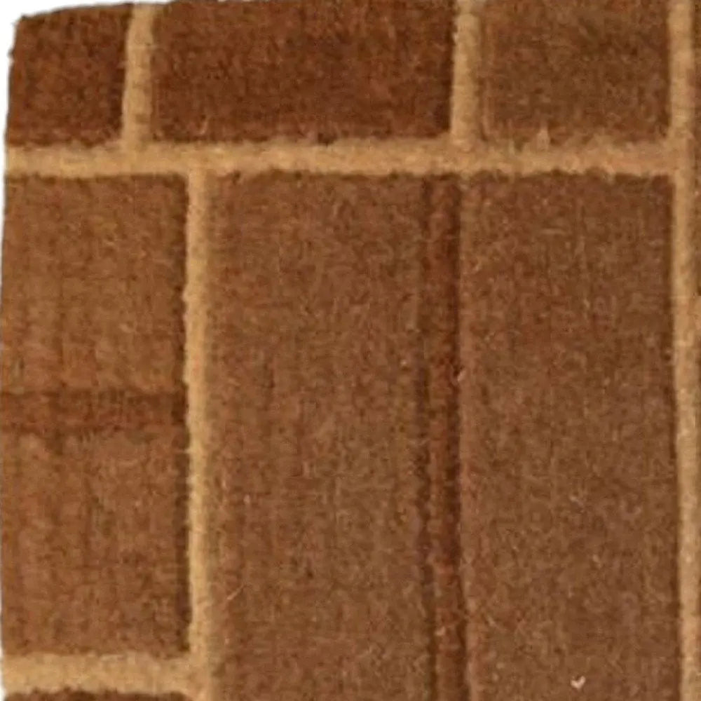 18" X 30" Brown Coir Geometric Bricks Outdoor Door Mat - NOBLE HOME INTERIORS