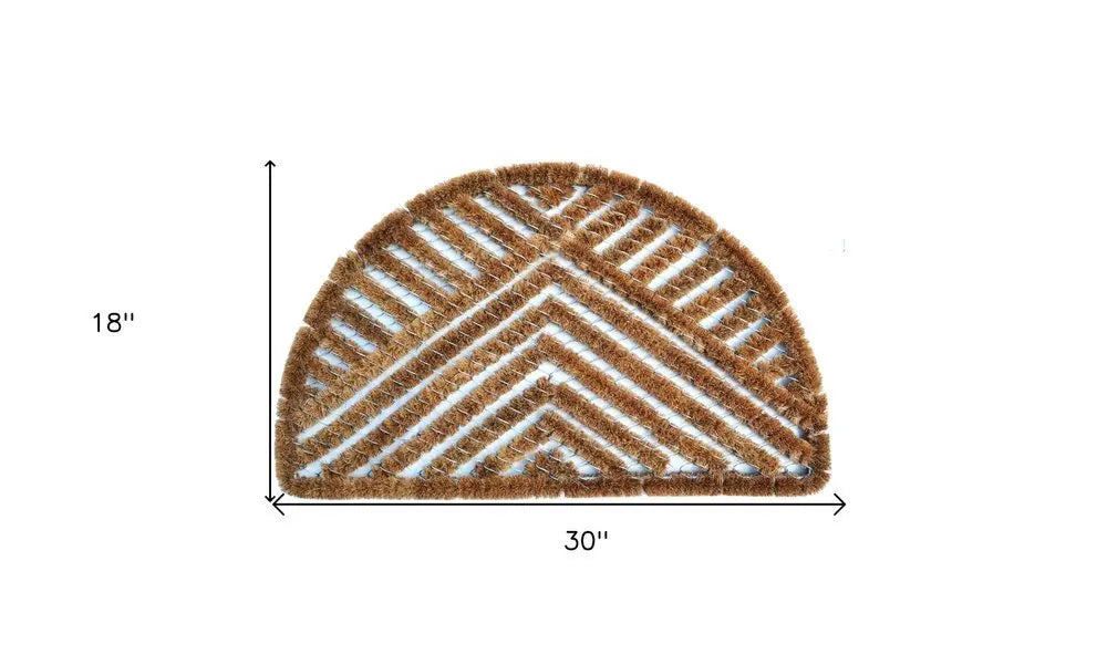 18" X 30" Brown Coir Geometric Outdoor Semi Circle Door Mat - NOBLE HOME INTERIORS