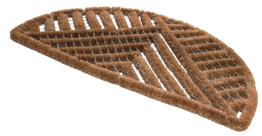 18" X 30" Brown Coir Geometric Outdoor Semi Circle Door Mat - NOBLE HOME INTERIORS