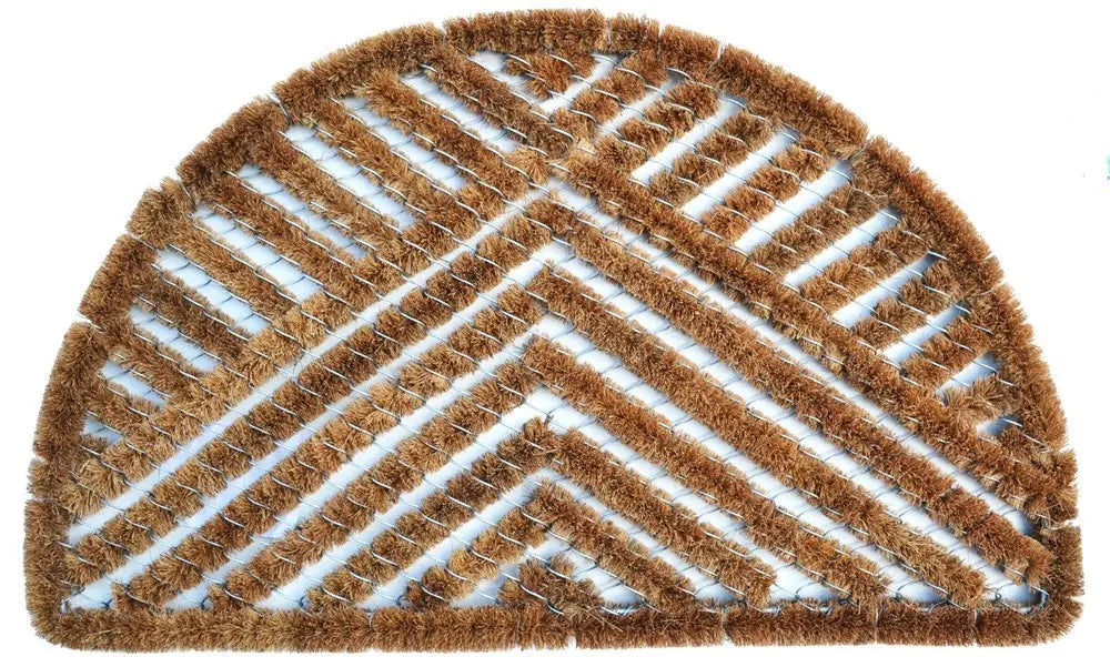 18" X 30" Brown Coir Geometric Outdoor Semi Circle Door Mat - NOBLE HOME INTERIORS