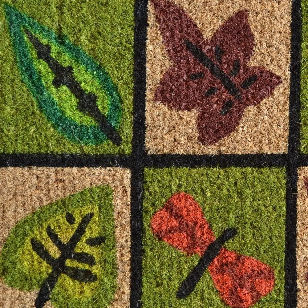18" X 30" Brown Coir Leaves Outdoor Door Mat - NOBLE HOME INTERIORS