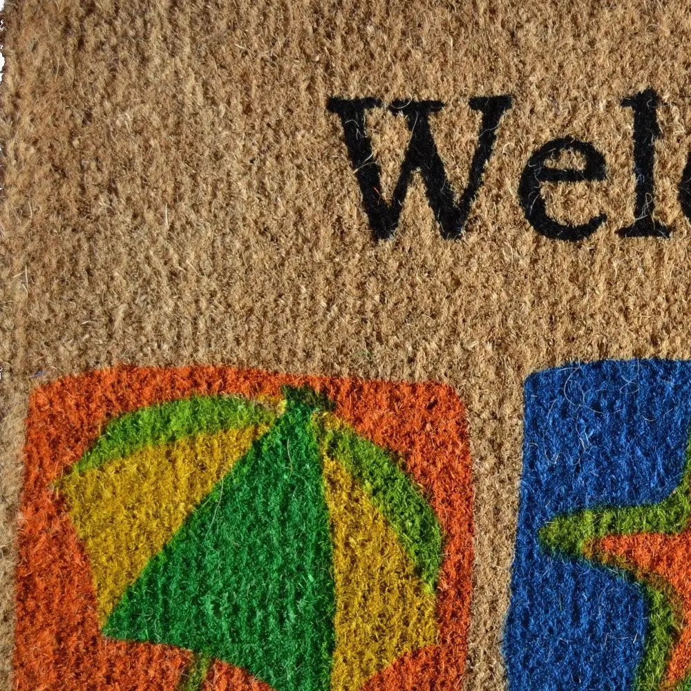 18" X 30" Brown Coir Star Welcome Outdoor Summer Door Mat - NOBLE HOME INTERIORS