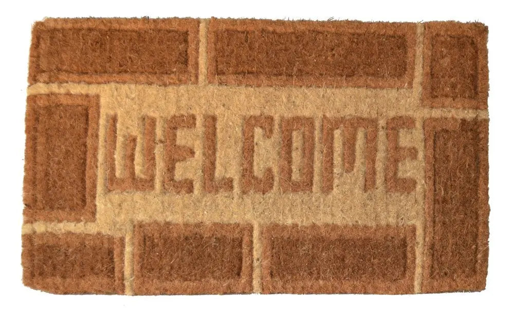 18" X 30" Brown Coir Welcome Outdoor Door Mat - NOBLE HOME INTERIORS