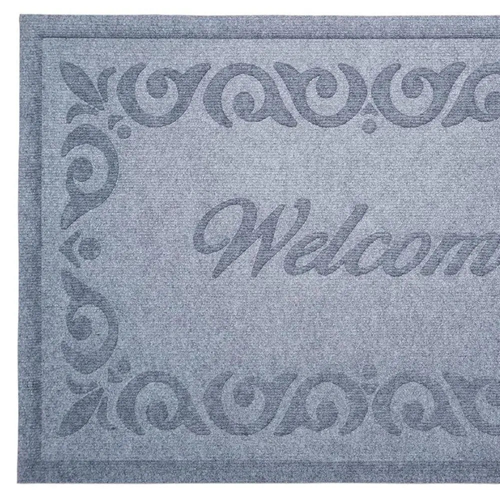 18" X 30" Gray Scrollwork Border Welcome Outdoor Polypropylene Door Mat - NOBLE HOME INTERIORS