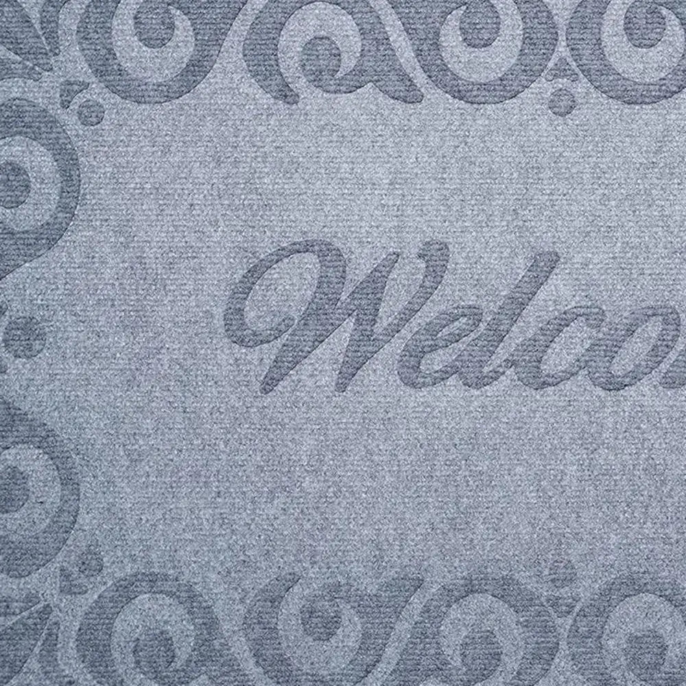 18" X 30" Gray Scrollwork Border Welcome Outdoor Polypropylene Door Mat - NOBLE HOME INTERIORS