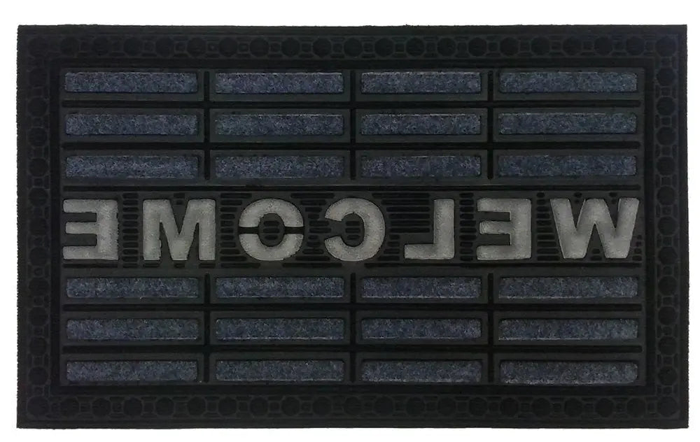 18" X 30" Gray Synthetic Fiber Abstract Outdoor Door Mat - NOBLE HOME INTERIORS