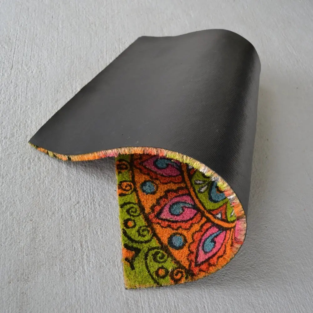 18" X 30" Green and Pink Coir Abstract Outdoor Door Mat - NOBLE HOME INTERIORS