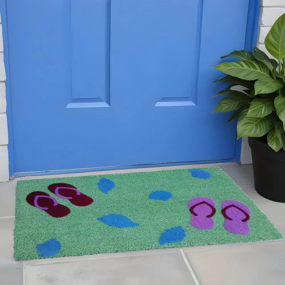 18" X 30" Green Coir Flip Flop Outdoor Door Mat - NOBLE HOME INTERIORS