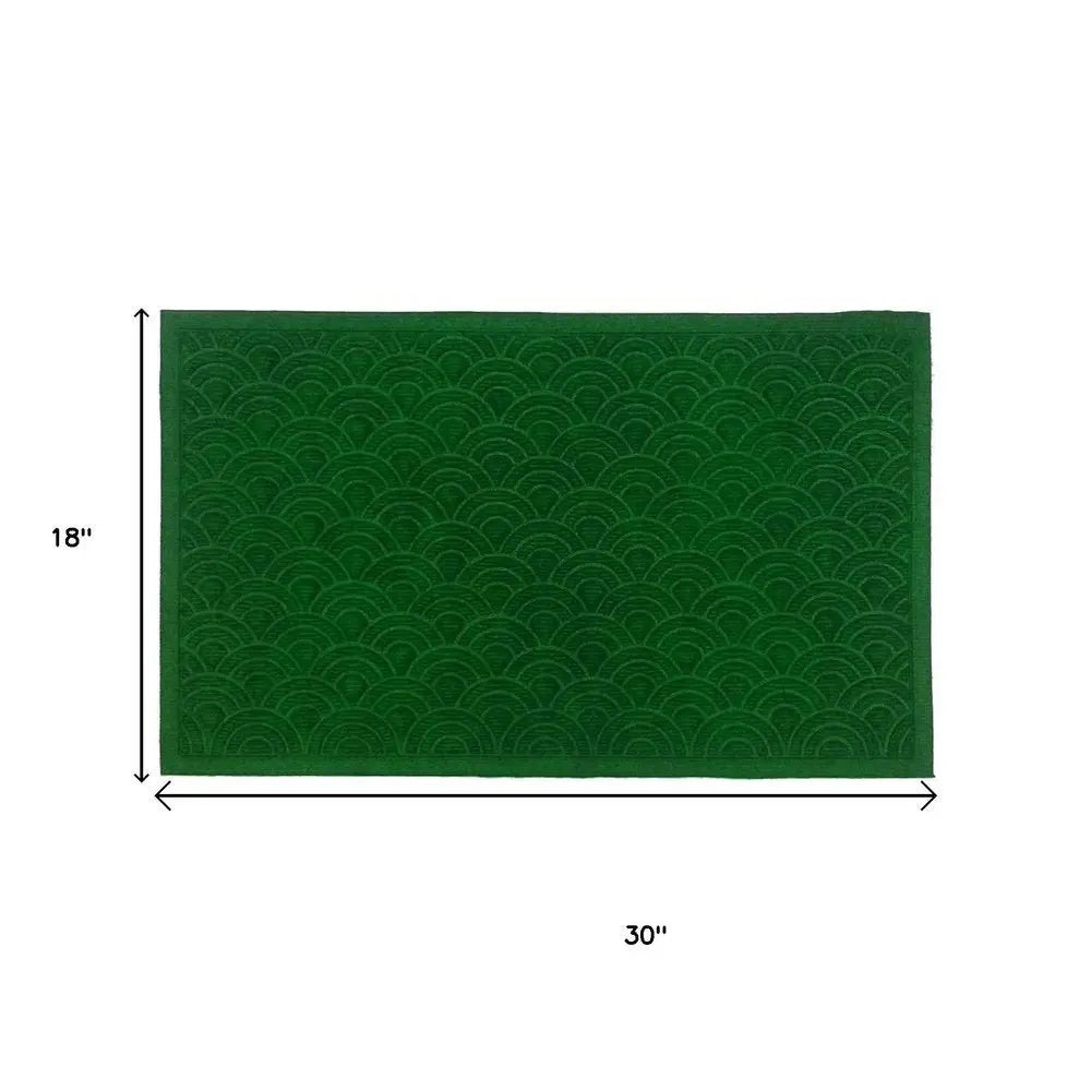 18" X 30" Green Geometric Indoor Outdoor Polypropylene Door Mat - NOBLE HOME INTERIORS