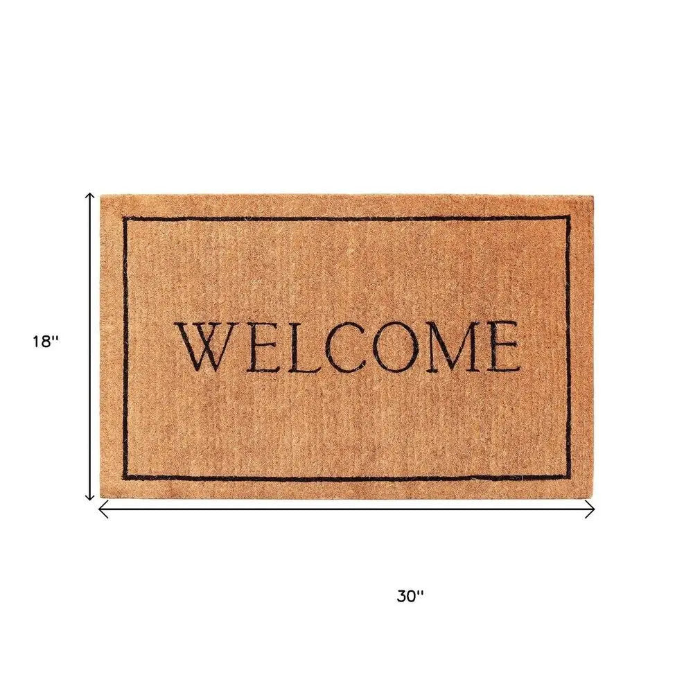 18" X 30" Natural And Black Coir Welcome Outdoor Door Mat - NOBLE HOME INTERIORS