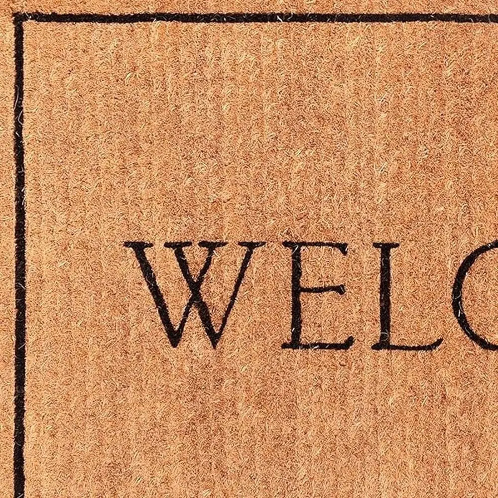 18" X 30" Natural And Black Coir Welcome Outdoor Door Mat - NOBLE HOME INTERIORS