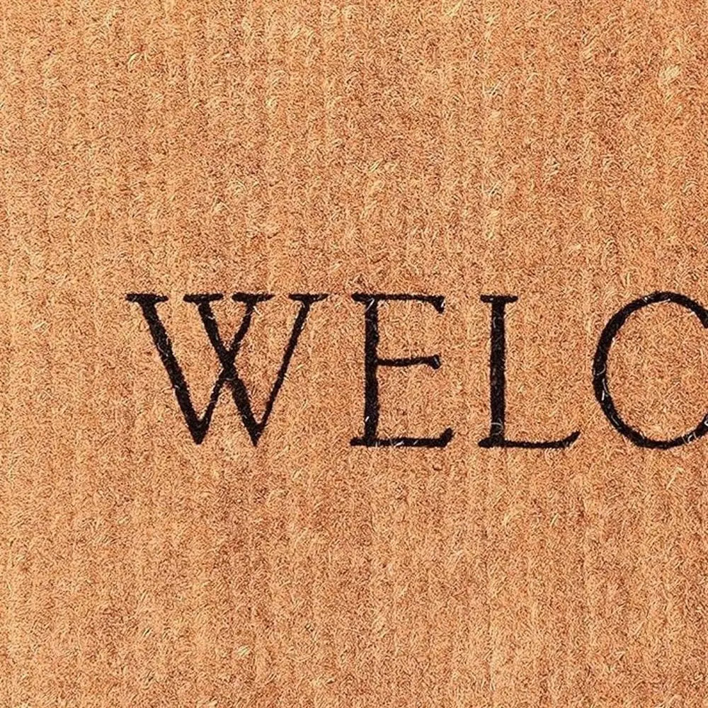 18" X 30" Natural And Black Coir Welcome Outdoor Door Mat - NOBLE HOME INTERIORS